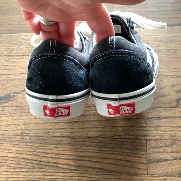 Vans black suede lace up sneakers with white stripe skater style sneakers - Picture 4 of 9